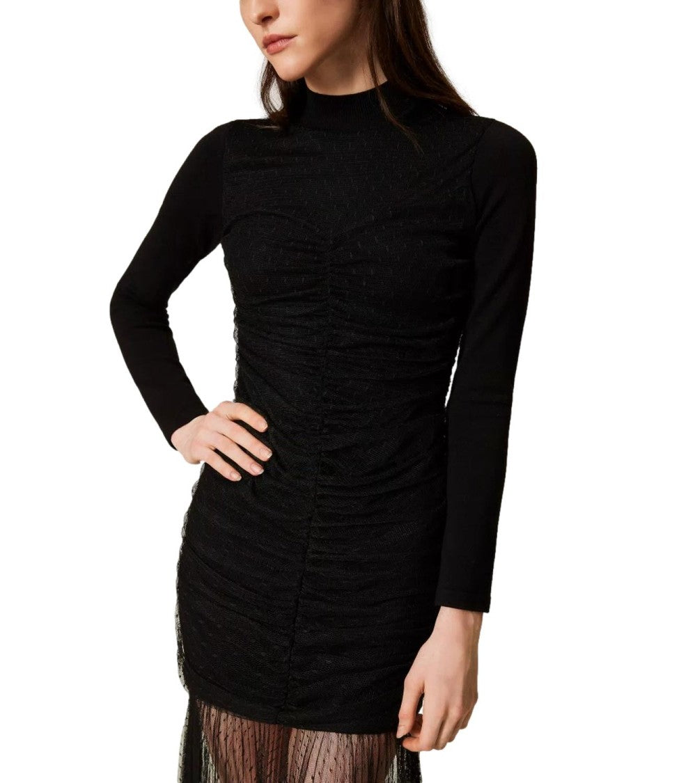 Twin-Set Floor-Length Tulle And Viscose Knit Dress