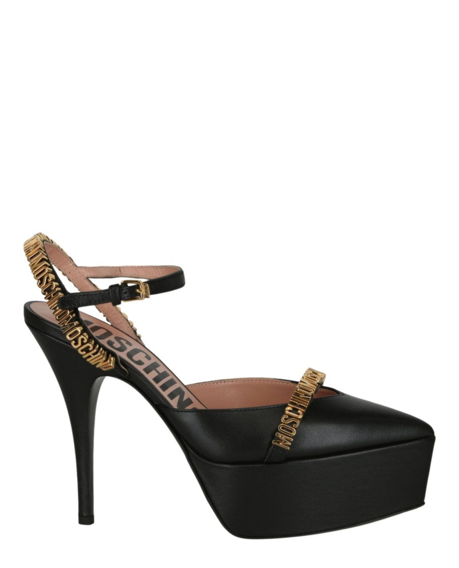 Moschino Logo Lettering Ankle Strap Pumps