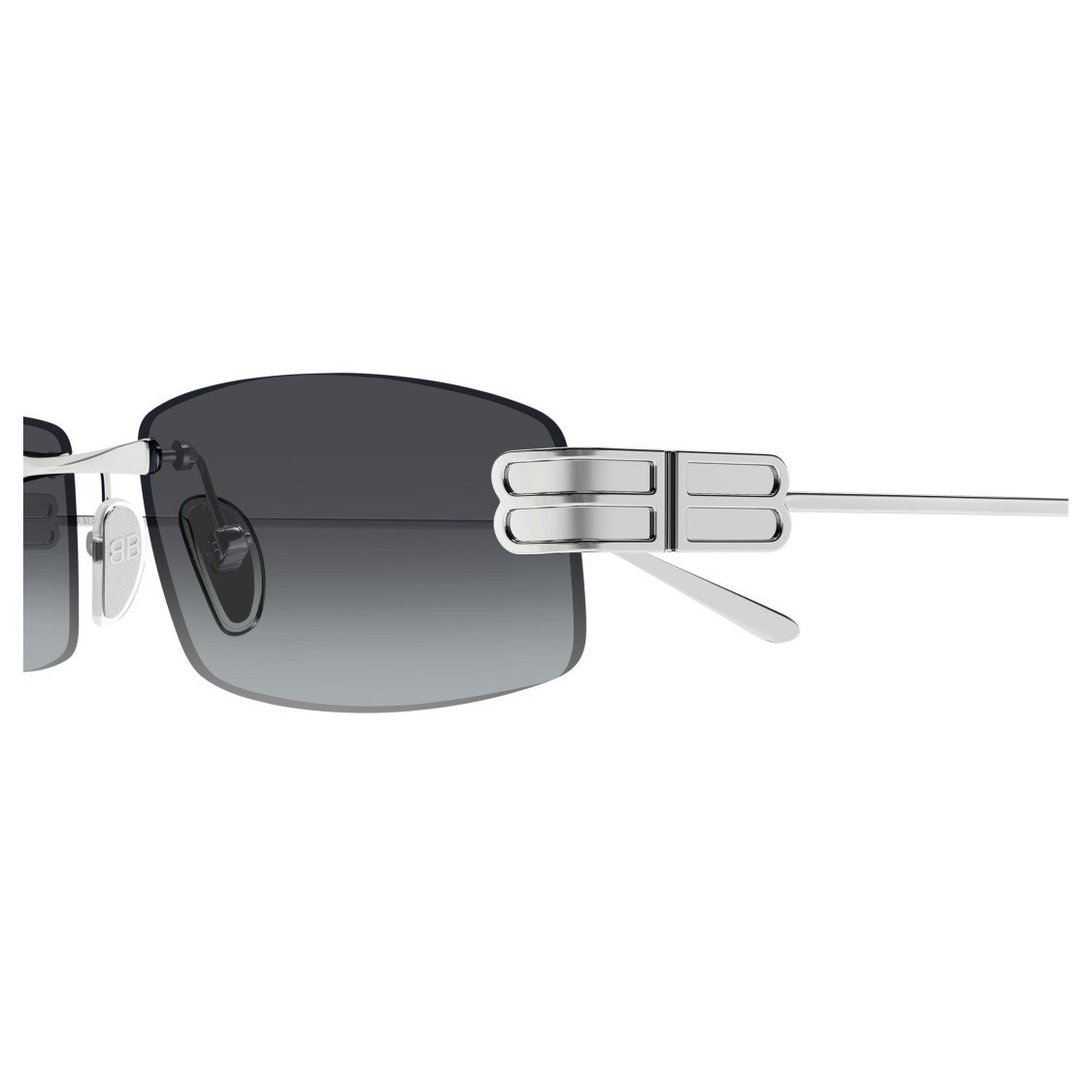 Balenciaga Rectangular Gradient Lens Rimless Sunglasses With Triple-Bar Detail