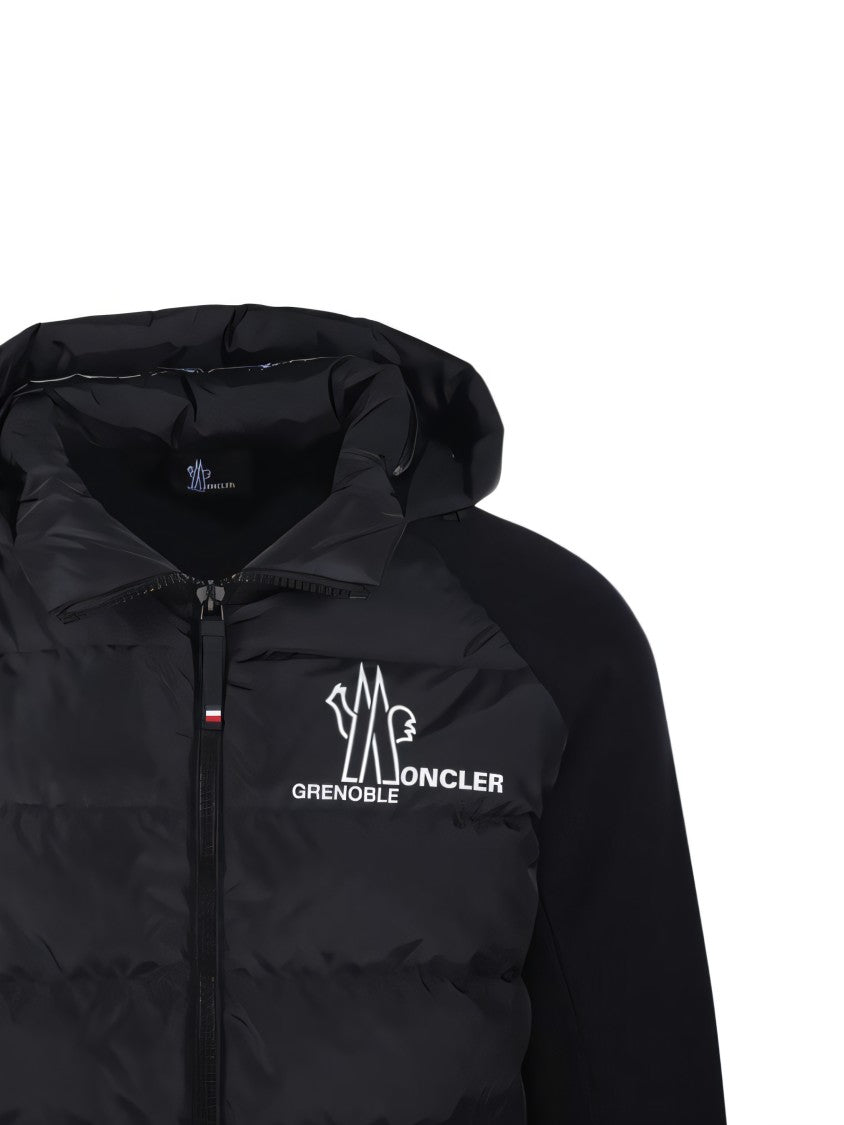 Moncler Quilted Padded Jacket With High Collar And Logo Detail