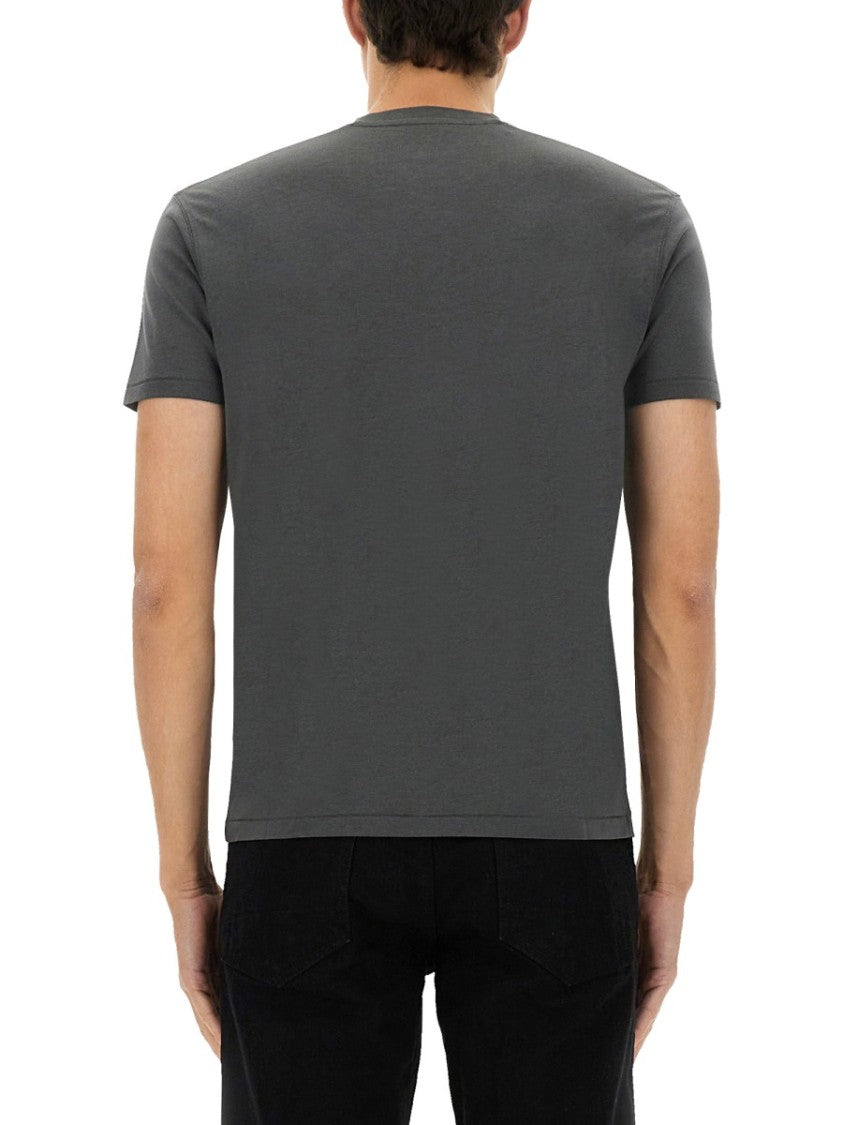 Tom Ford Grey Regular Fit T-Shirt With Classic Crew Neckline