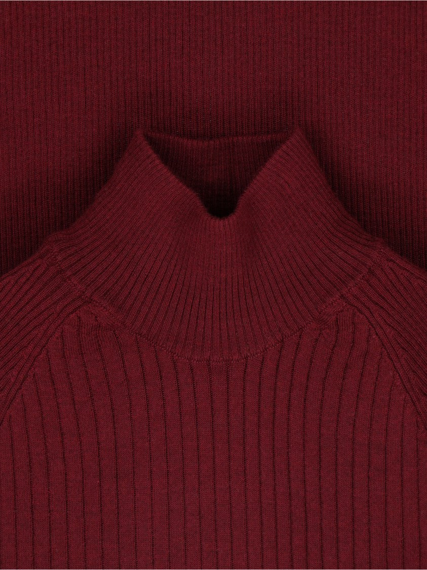 Sa Su Phi Ribbed Cashmere-Silk Sweater With High Neckline And Fitted Silhouette
