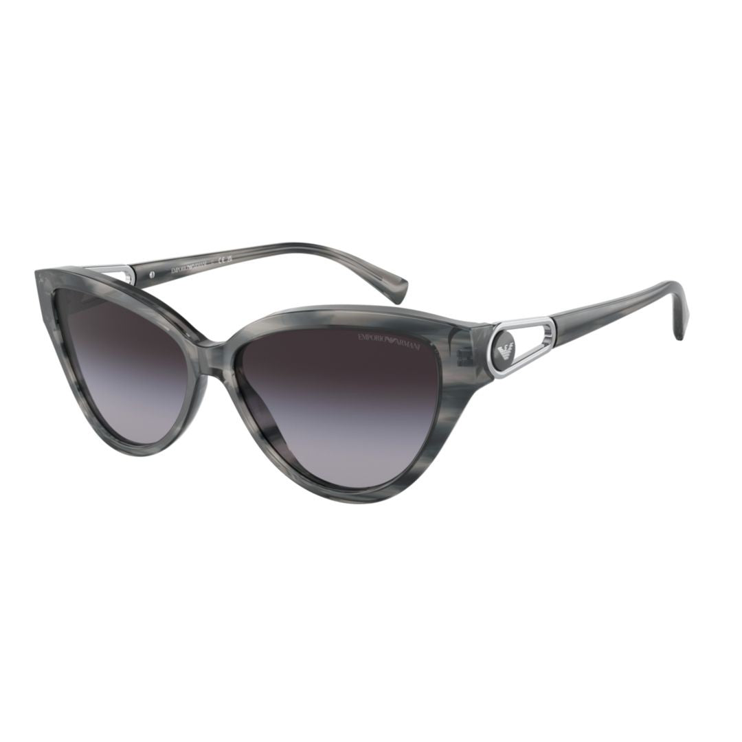 Emporio Armani 4192 Sole Translucent Grey Cat-Eye Sunglasses With Distinctive Temples