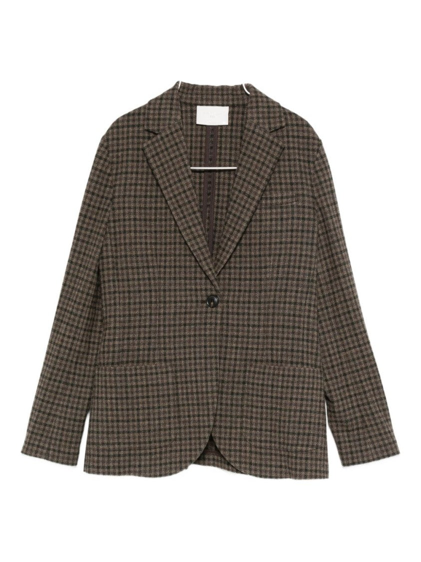 Circolo 1901 Brown Checkered Tailored Jacket In Wool-Cashmere Blend