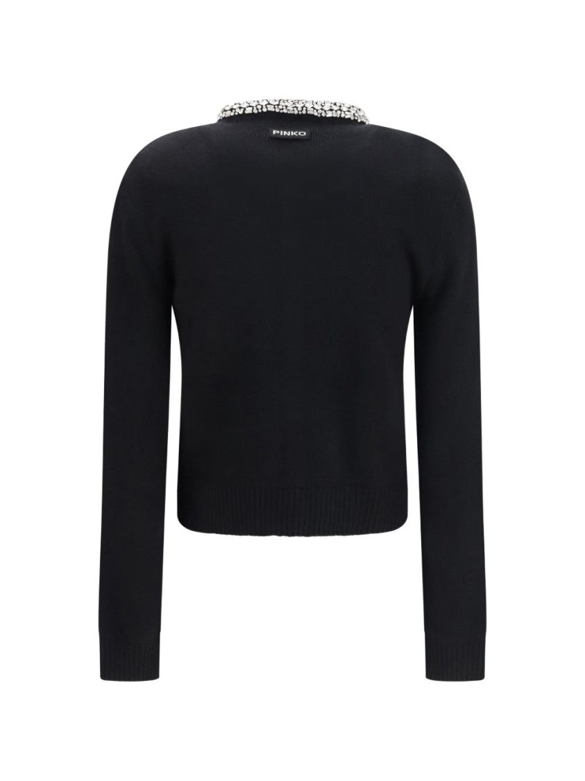 Pinko Cropped Embellished Fitted Sweater