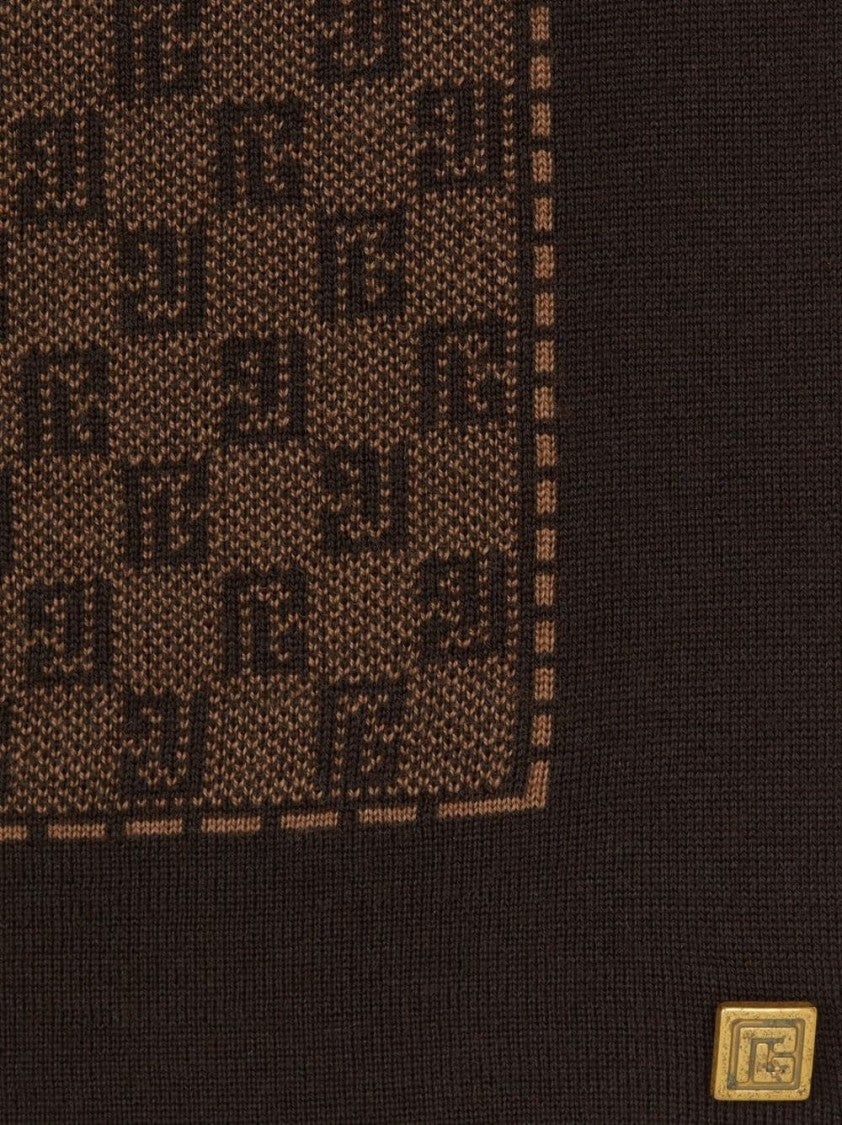 Balmain Monogram Wool Scarf