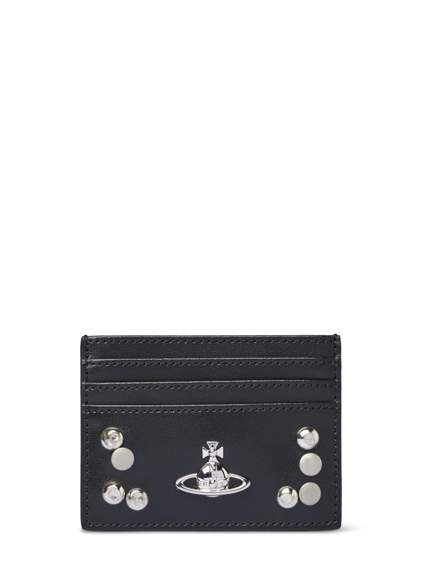 Vivienne Westwood Black Studded Flat Card Holder Wallet