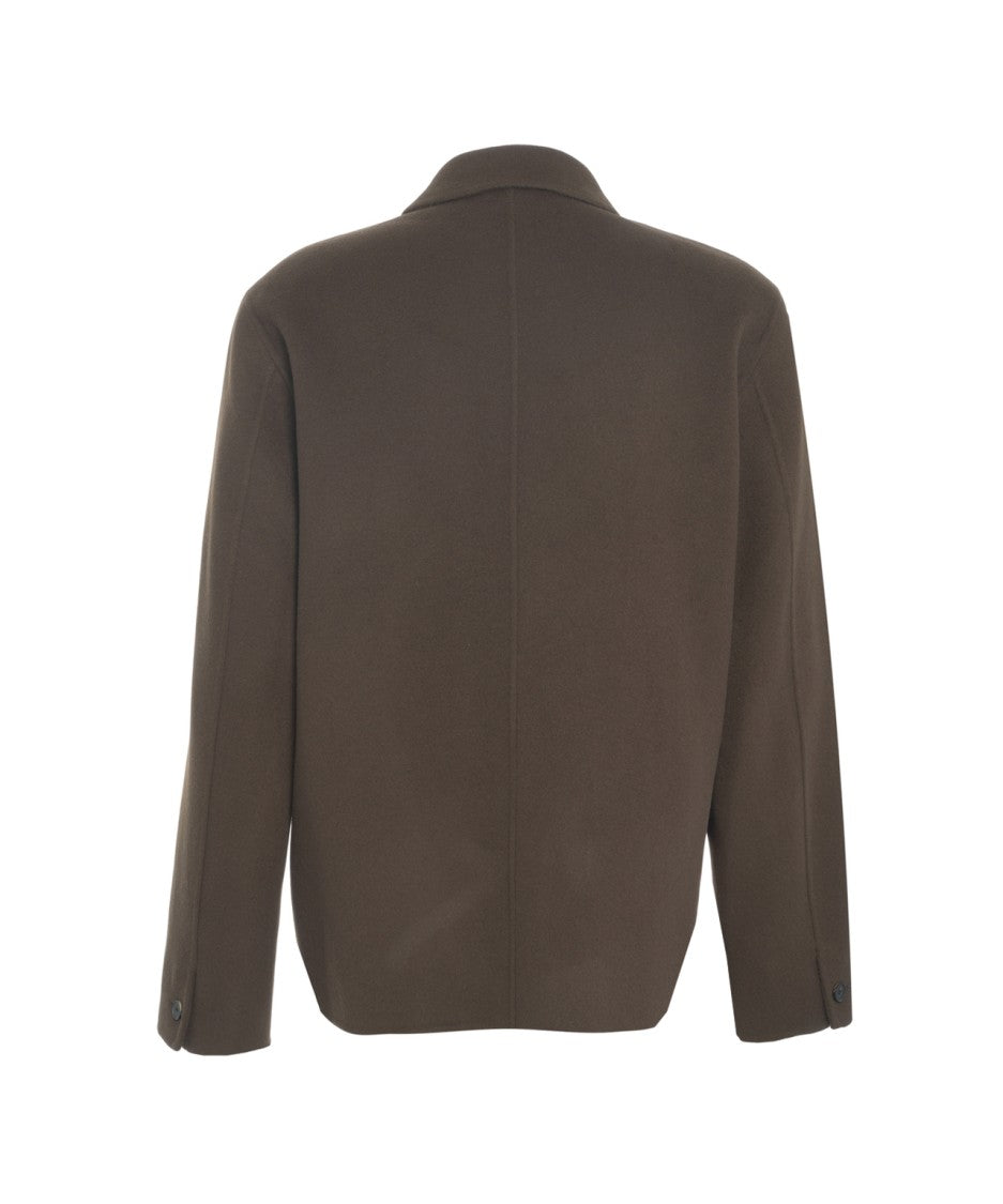 Amaranto Casual Misto Lana Overshirt With Classic Collar And Four Pockets