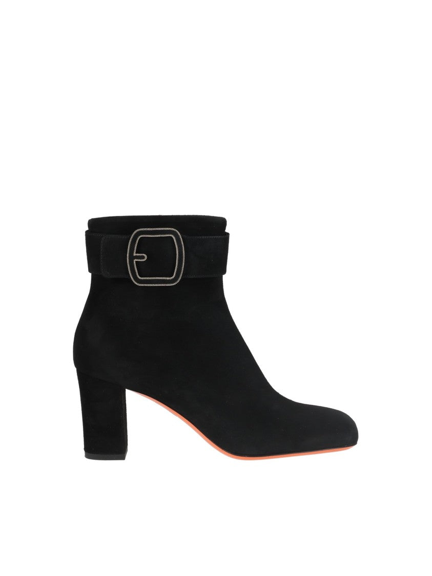 Santoni Newmarta Metallic Buckle Soft Suede Ankle Boots