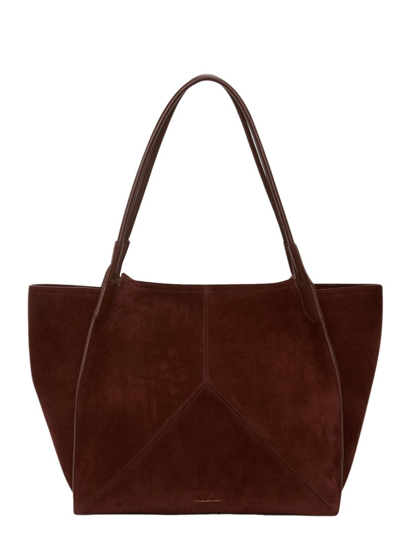 Victoria Beckham Structured Dark Brown Suede Tote Bag