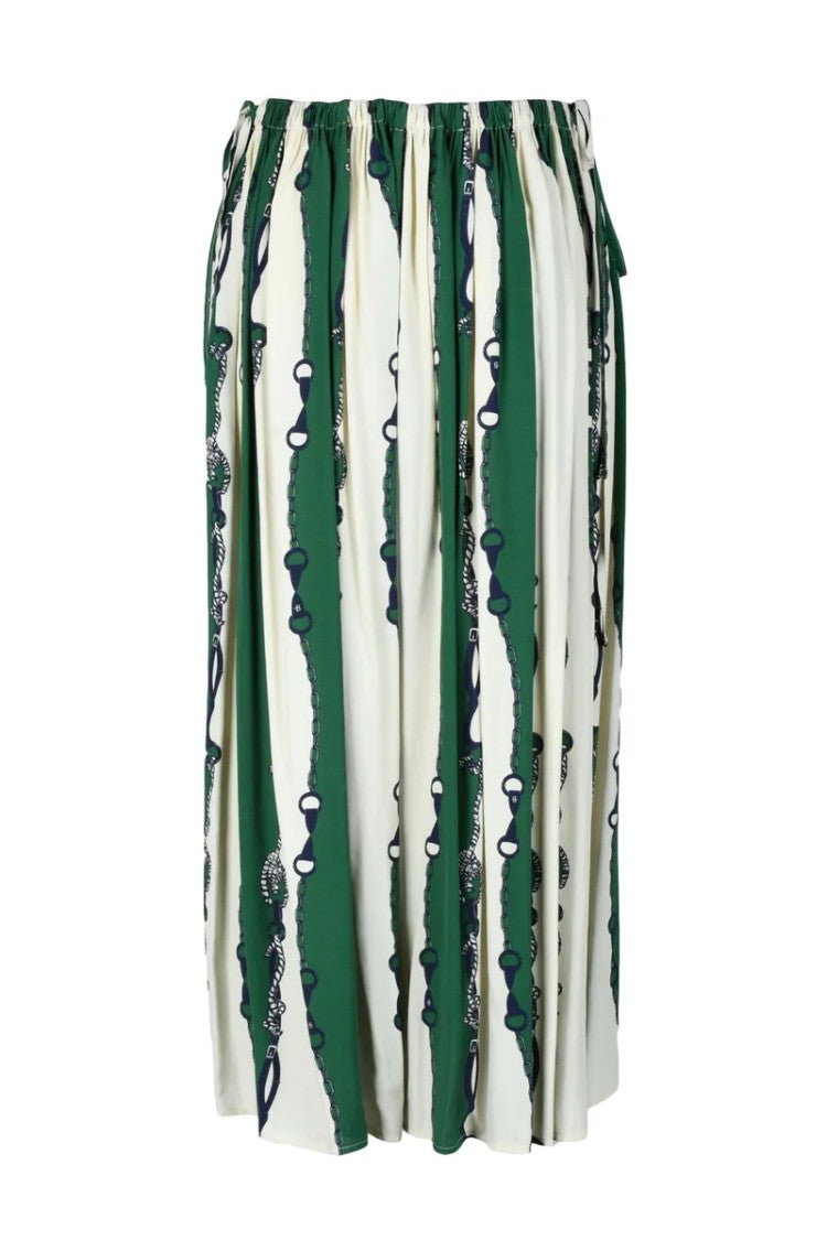 Ballantyne Long Skirt - Cream/Green