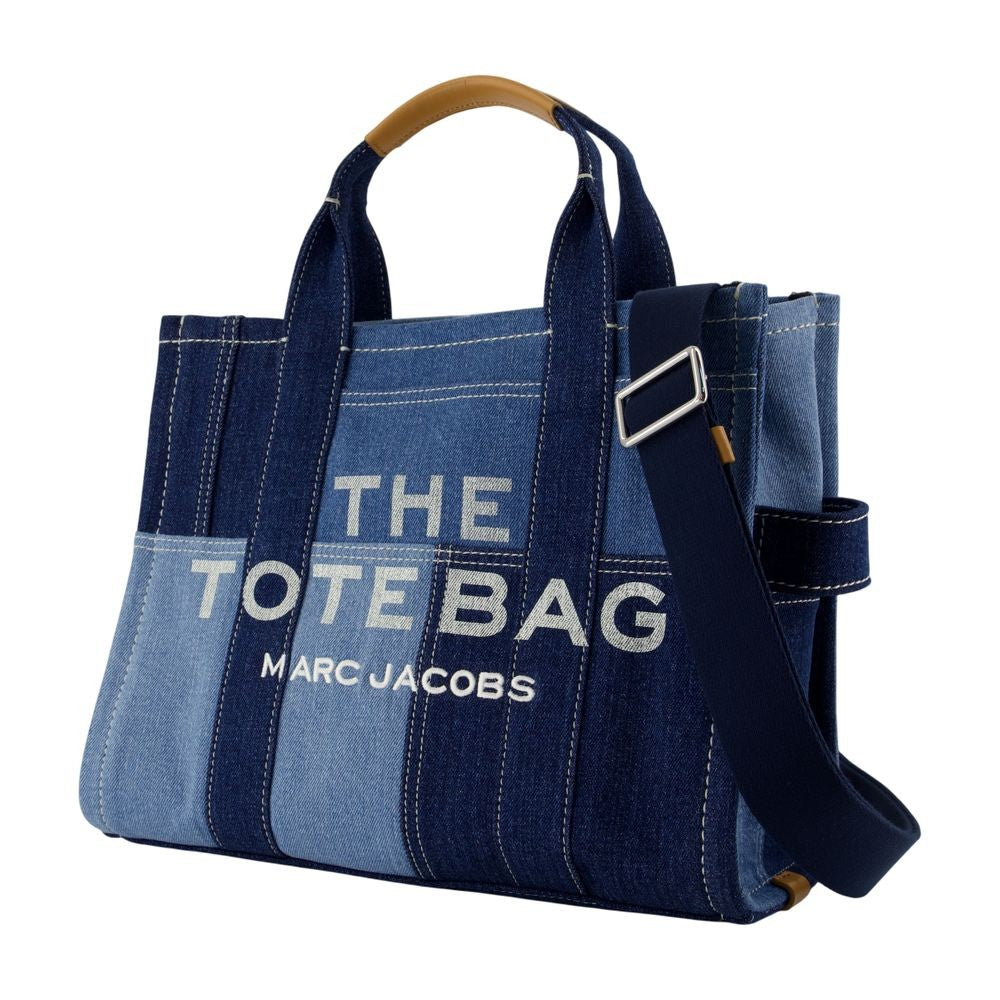 Marc Jacobs Medium Traveler Tote In Blue Denim Cotton