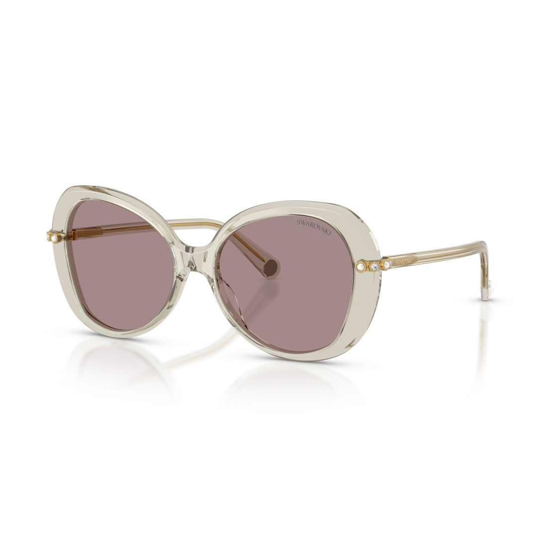 Swarovski 0Sk6059 Large Rounded Acetate Sunglasses With Gold-Toned Temples