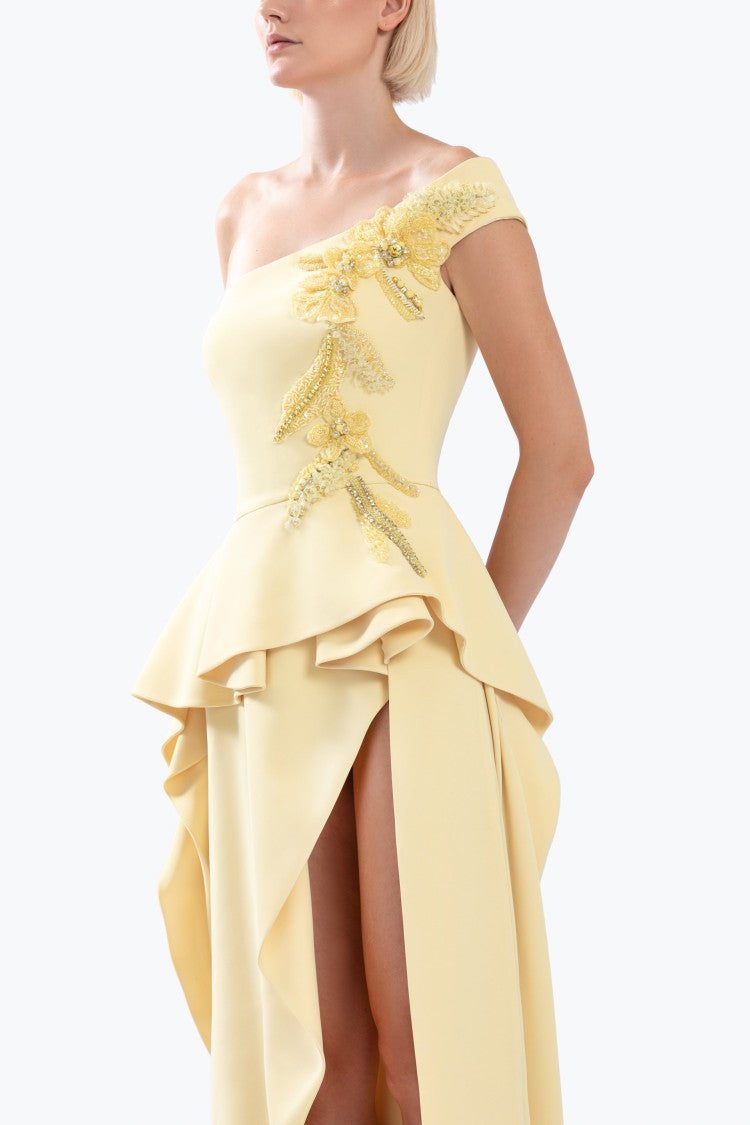 Saiid Kobeisy Long Crepe Embellished Dress