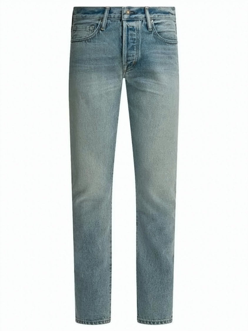 Tom Ford Light Blue Straight-Leg Denim Pants