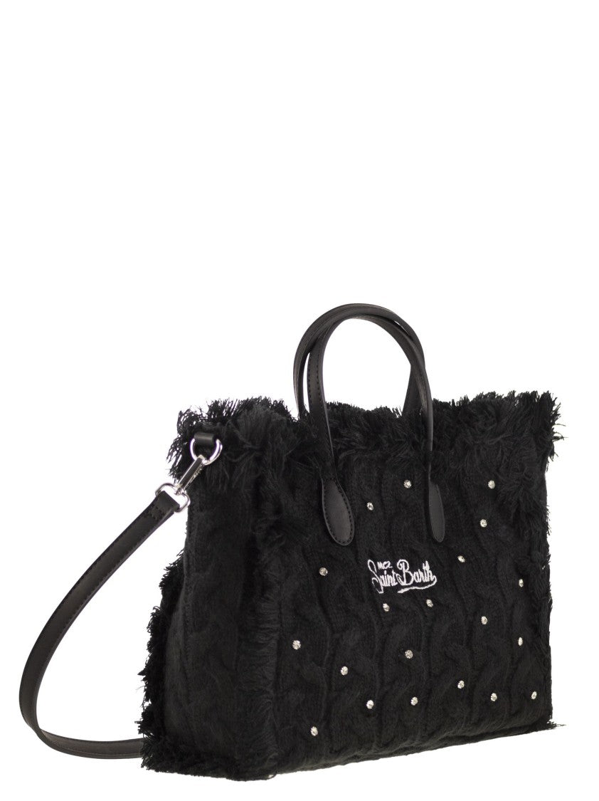 Mc2 Saint Barth Colette - Wool-Effect Bag With Logo And Rhinestones