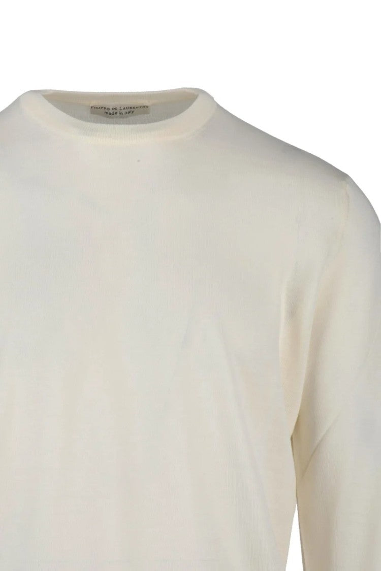 Filippo De Laurentiis White Merino Wool Men's Crewneck Pullover