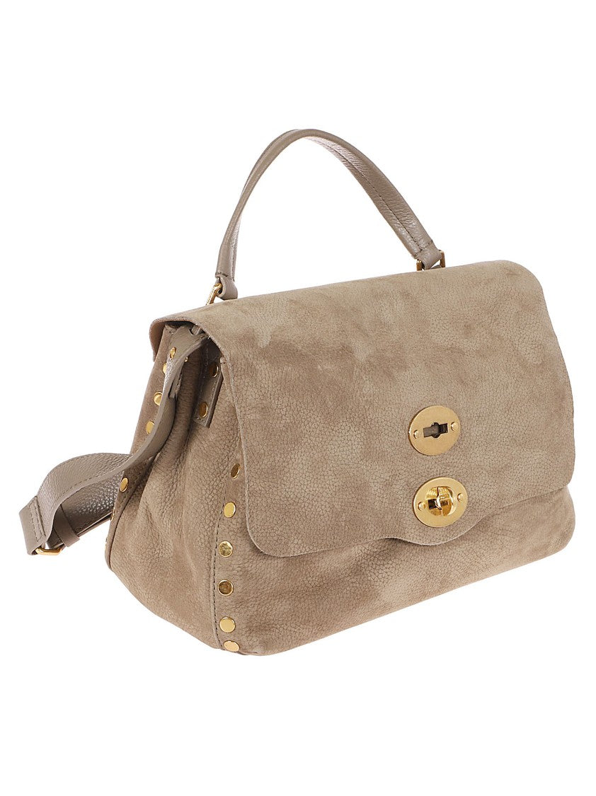 Zanellato Textured Leather Shoulder Bag With Gold Accents