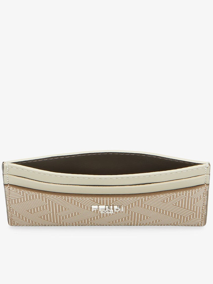 Fendi Shadow Ff Pattern Leather Metallic Card Case