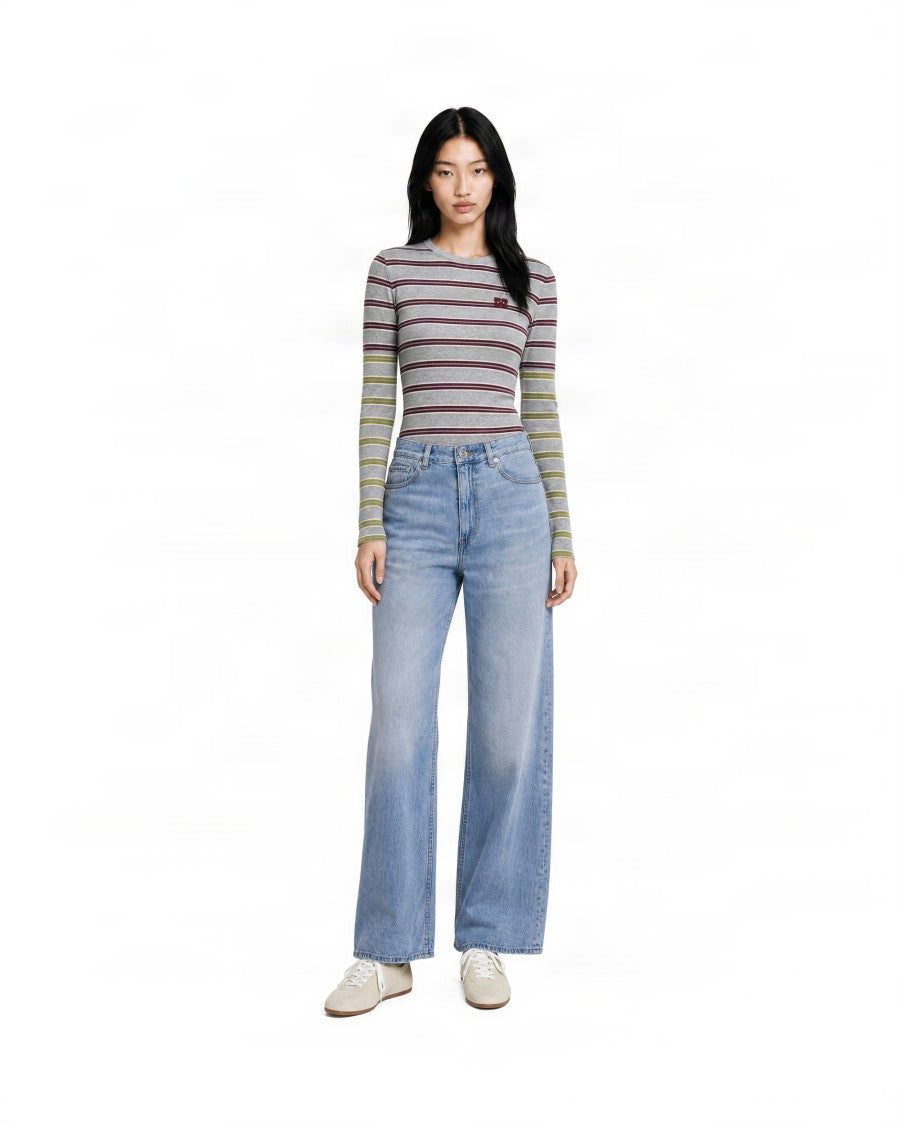 Ganni Striped Fitted Organic Cotton-Blend Top