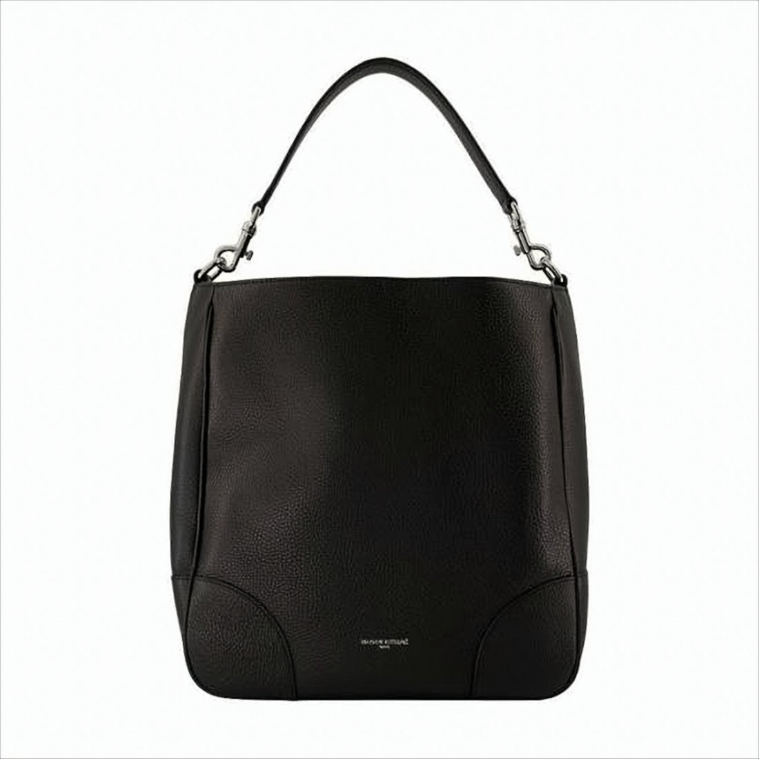 Maison Kitsuné Textured Cowhide Leather Shoulder Bag With Silver Accents