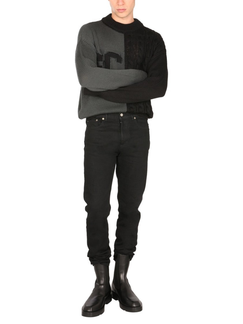 Gcds Crew Neck Two-Tone Sweater