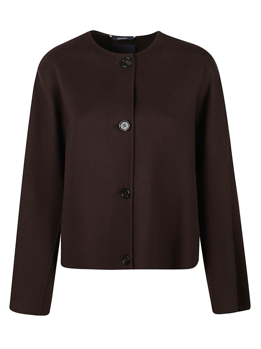 Max Mara Cropped Button-Up Jacket With Structured Silhouette And Matching Scarf