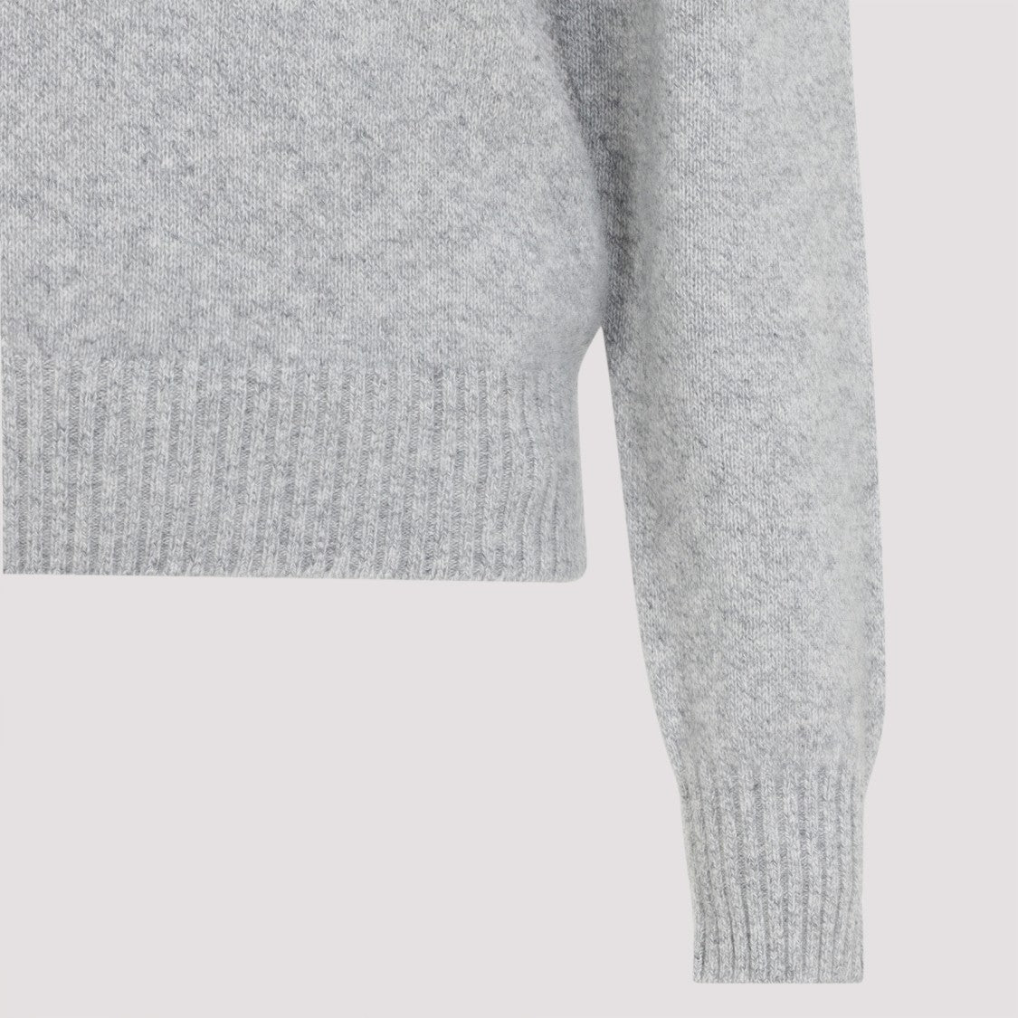 Carven V-Neck Cashmere Knit Sweater With Ribbed Hem