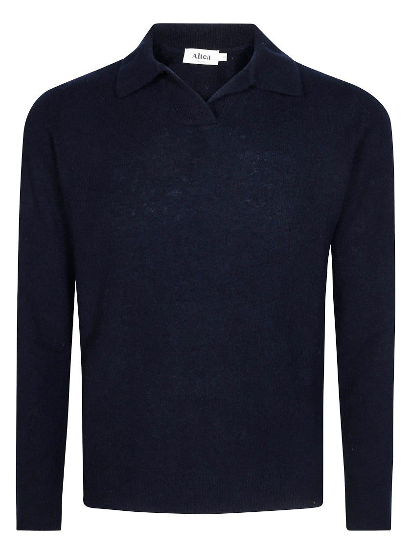 Altea Open Collar Cashmere Merino Knit Top
