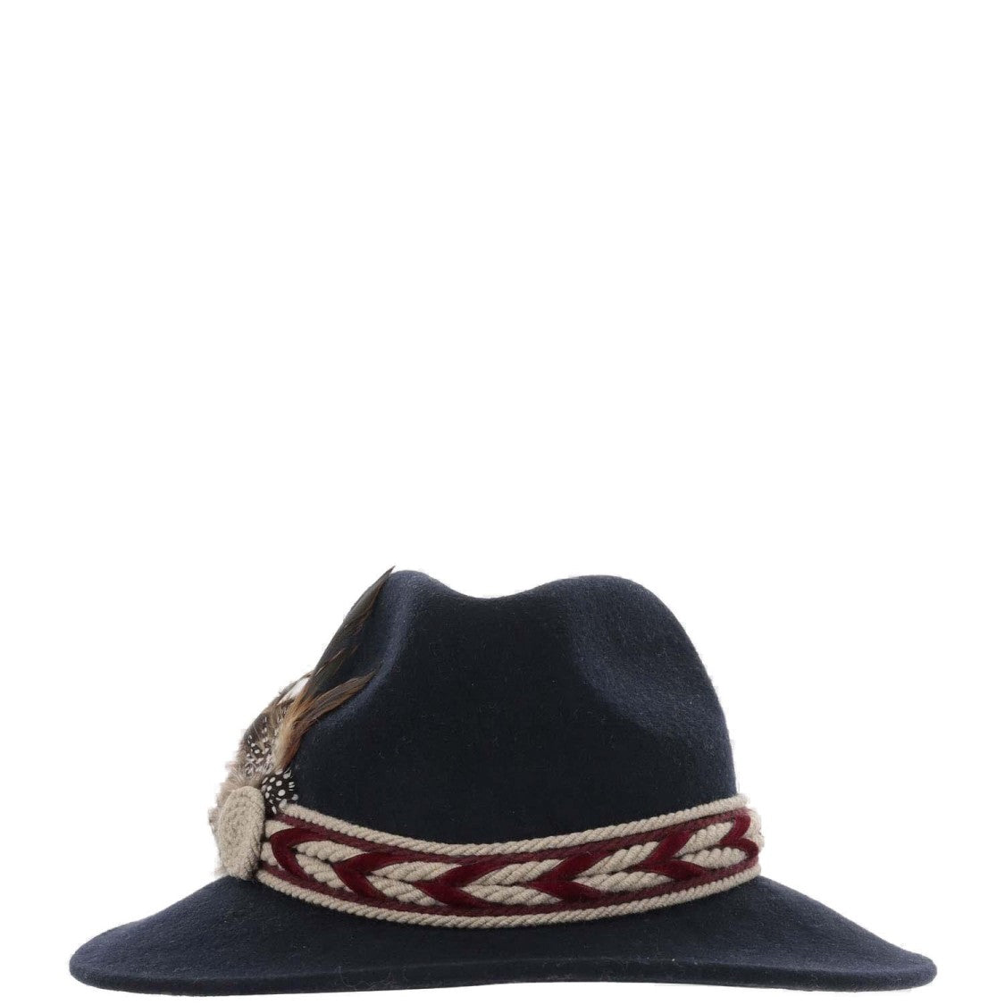 Alexia Alvarez De Toledo Handcrafted Black Wool Hat With Wide Brim And Feather Detail