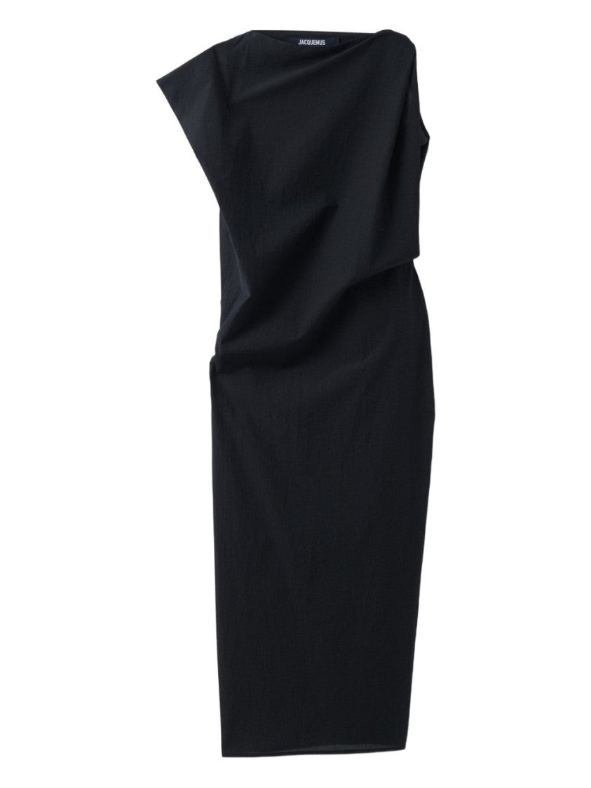 Jacquemus Black Draped Detailing Sleeveless Dress