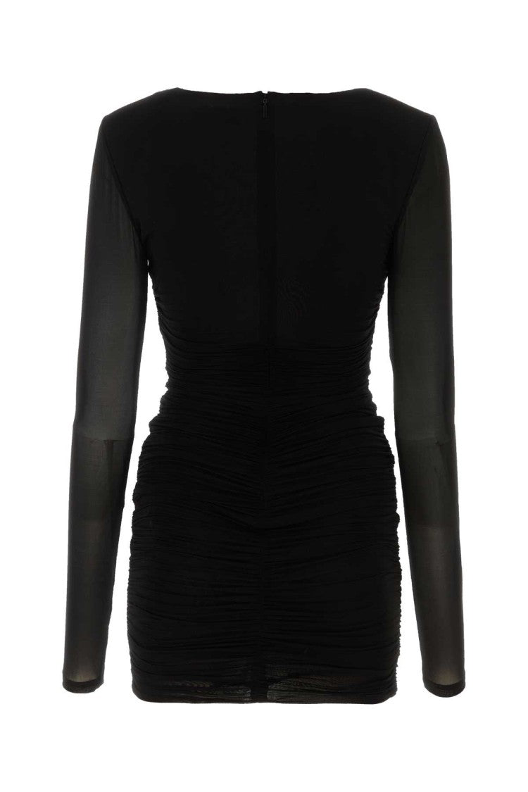 Saint Laurent Black Stretch Cupro Mini Dress