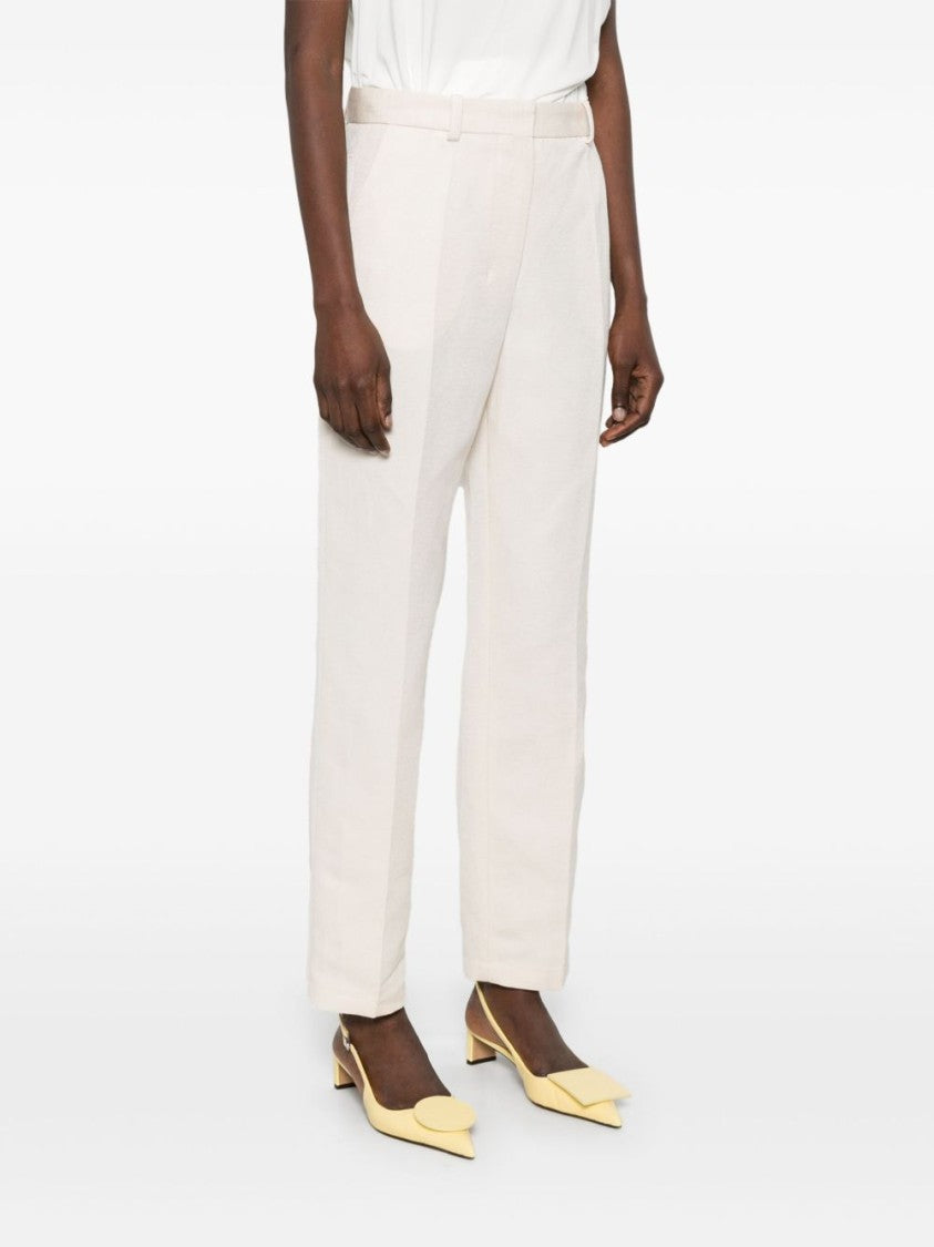 Jacquemus Tailored Beige Trousers With Concealed Front Closure