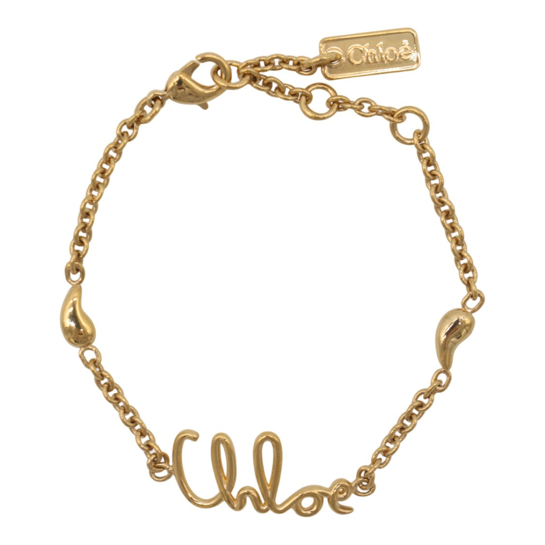 Chloé Cursive Script Gold-Tone Chain Bracelet With Bead Accents