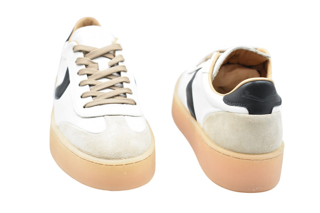 Voile Blanche Milk-Beige Suede And Leather Sneakers