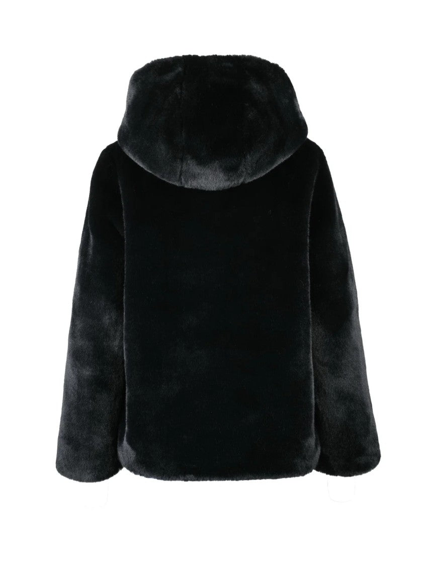 Bomboogie Plush Faux Fur Jacket With Elegant Snap Closure