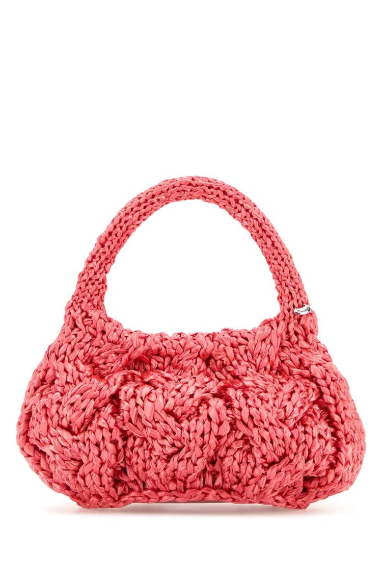 J. W. Anderson Fuchsia Raffia Small Cable Handbag