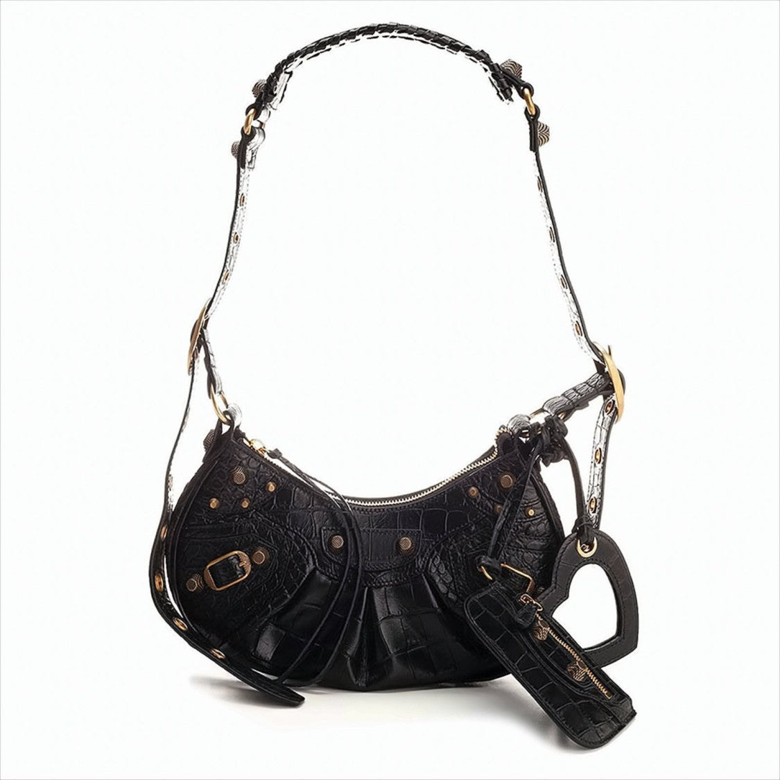 Balenciaga Textured Finish Black Calf Leather Balenciaga Xs Shoulder Bag