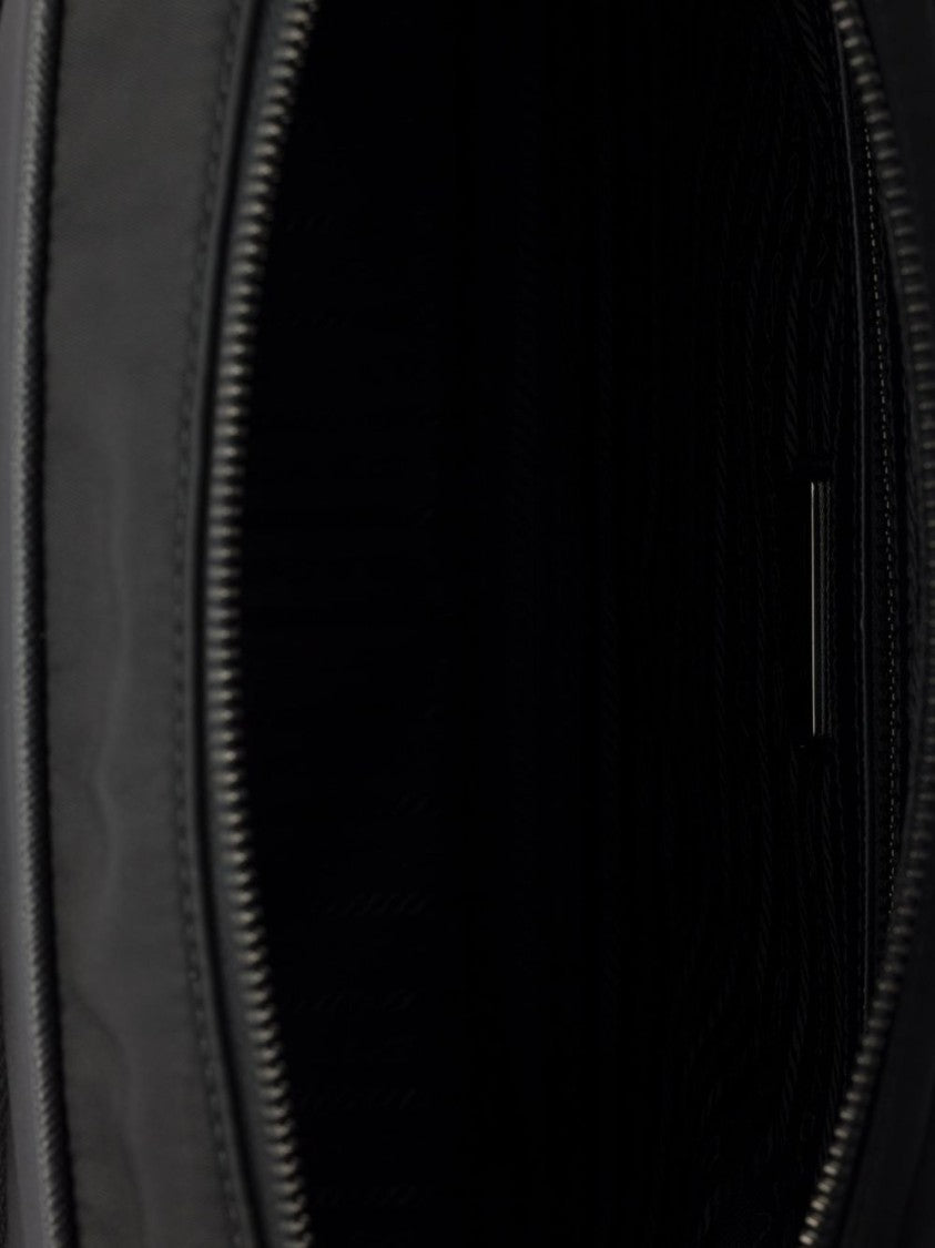 Prada Black Re-Nylon Saffiano Leather Shoulder Bag