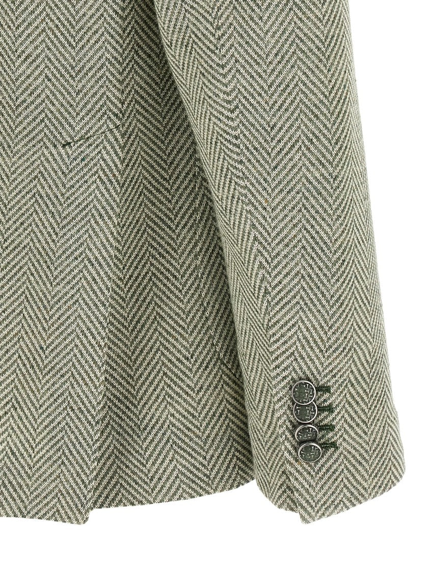 Tagliatore Deconstructed Single-Breasted Herringbone Blazer