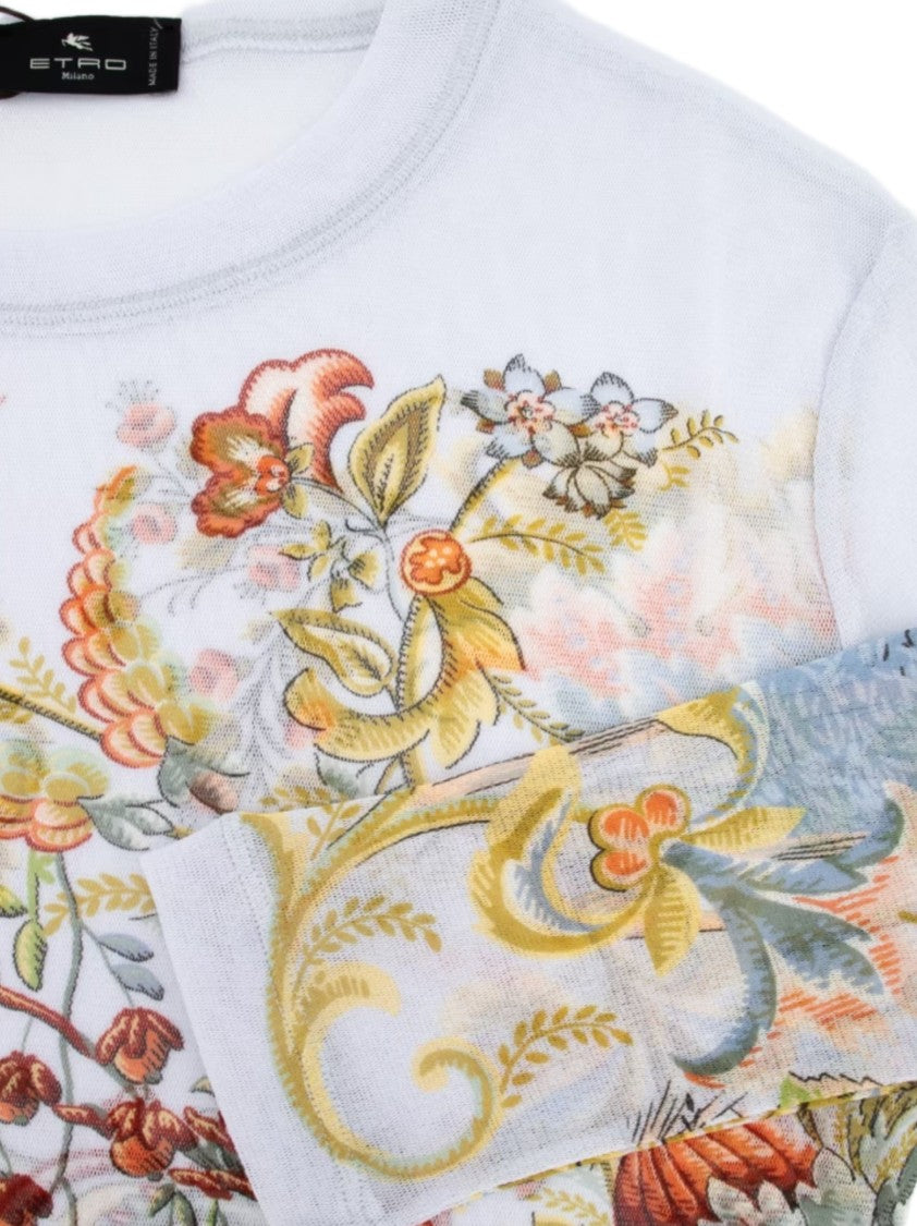 Etro Flora Fauna Printed Tulle Top