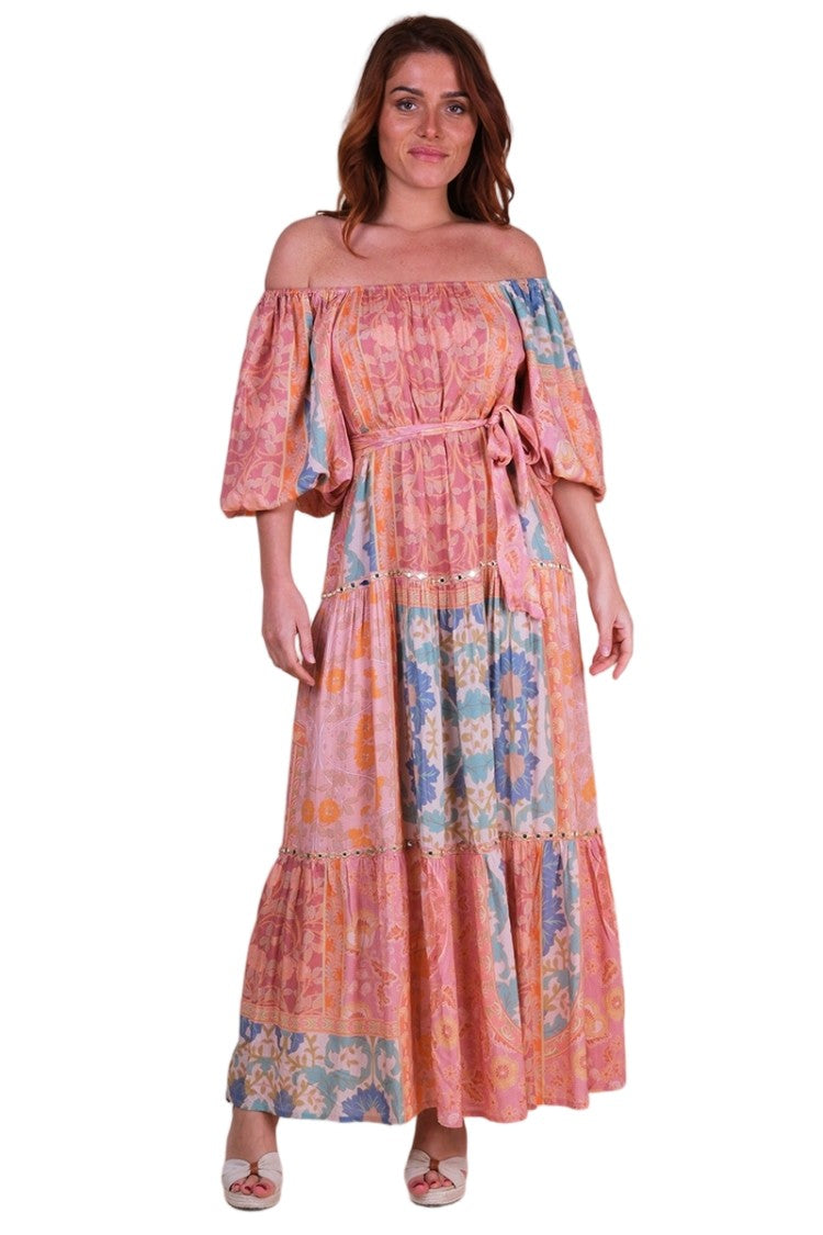 Miss June Martina Long Dress Peach