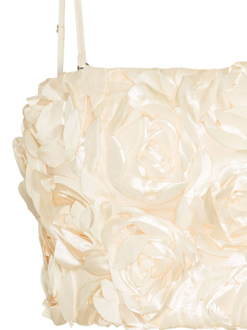 Rotate Strapless Crop Top With 3D Floral Appliqués