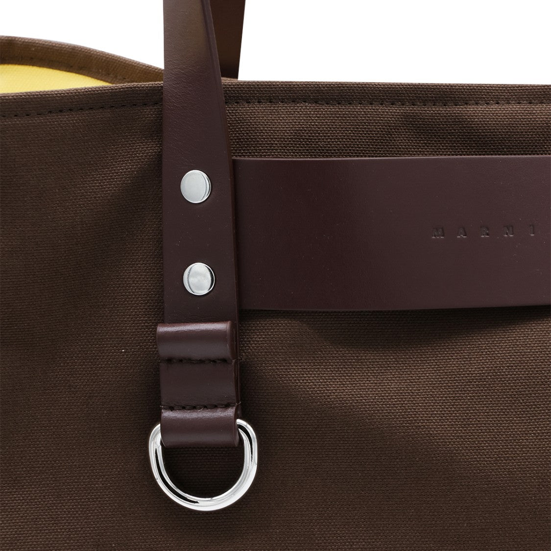 Marni Structured Brown Tote Bag With Leather Accents