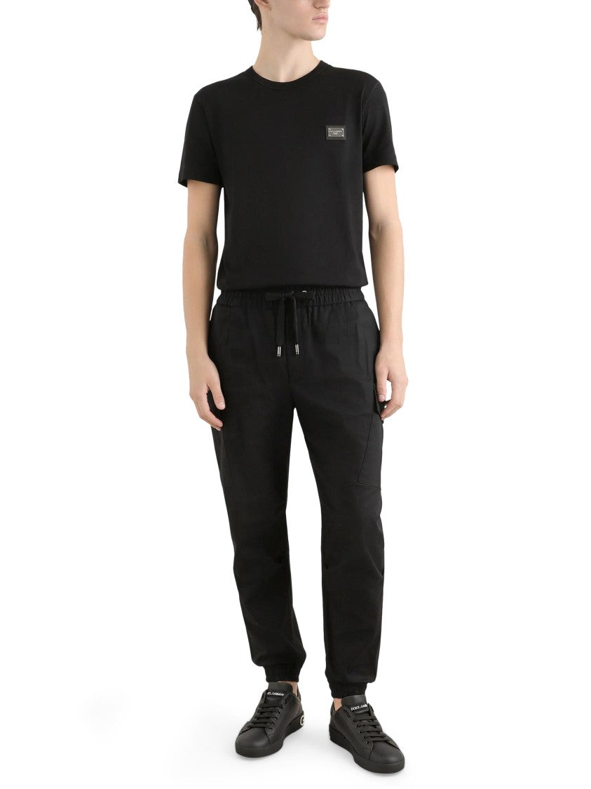Dolce & Gabbana Minimalist Short-Sleeve T-Shirt With Patch Detail
