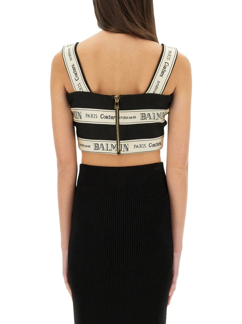 Balmain Cropped Top With Wide Straps