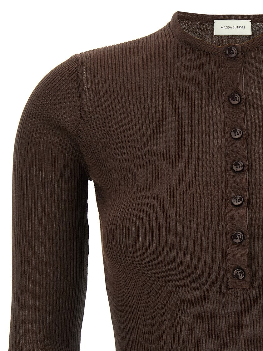 Magda Butrym Ribbed Silk Sweater With Crew Neck