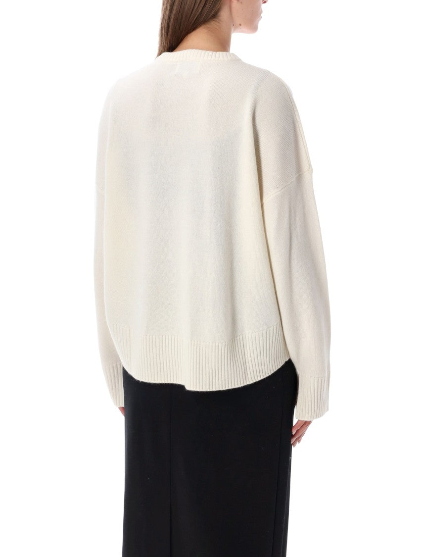 Loulou De Saison Soft Cashmere Crewneck Sweater With Ribbed Details