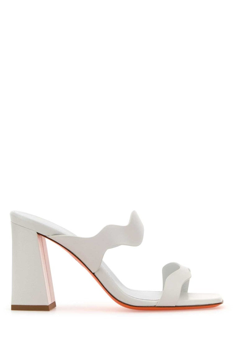 Santoni White Leather Adriatica Mules