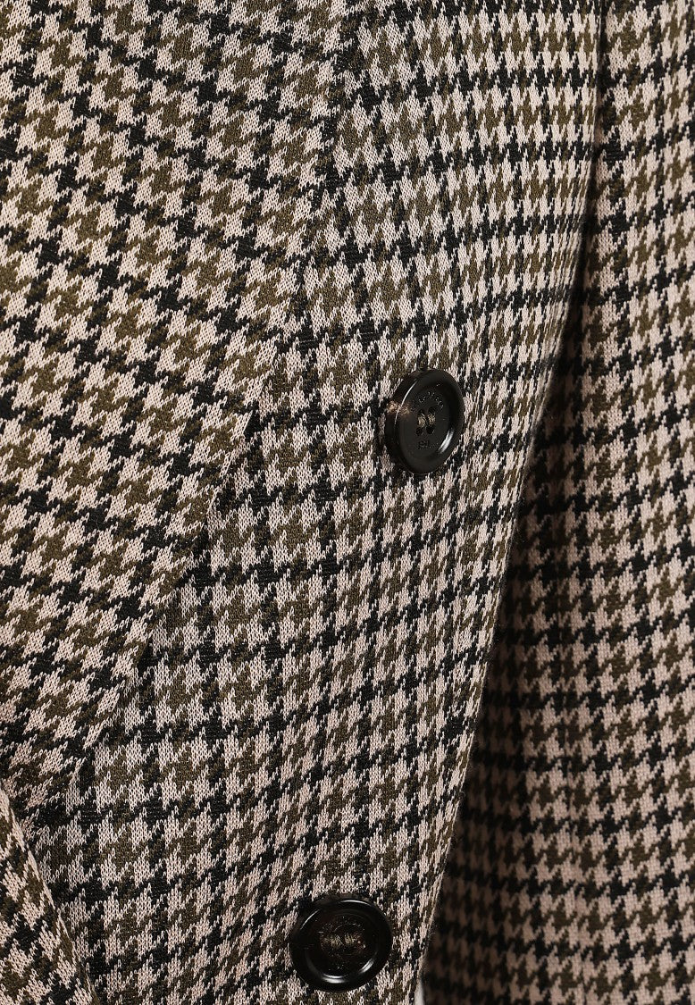Max Mara Double-Breasted Pinstripe Blazer With Houndstooth Pattern